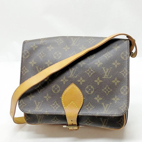 Authentic Louis Vuitton Cartouchiere GM Brown Monogram Shoulder Bag mn423-021926